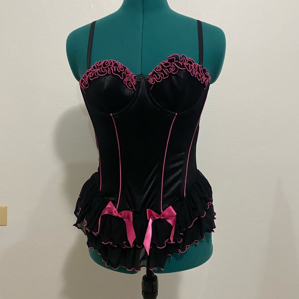 Frederick’s of Hollywood Black and Pink Corset Top